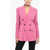DSQUARED2 Solid Color Virgin Wool Blend Double Breast Blazer Pink