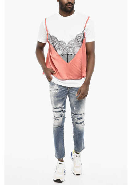 Tricouri DSQUARED2 Underwear Cotton Crew-Neck T-Shirt With Top Detail White Barbati (BM 18013351) 4