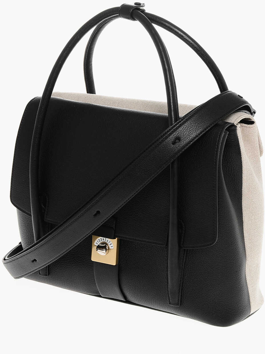 Genti de umar Maison Margiela Canvas And Leather Tote Bag With Adjustable Shoulder Strap Black Barbati (BM 18013366) 3