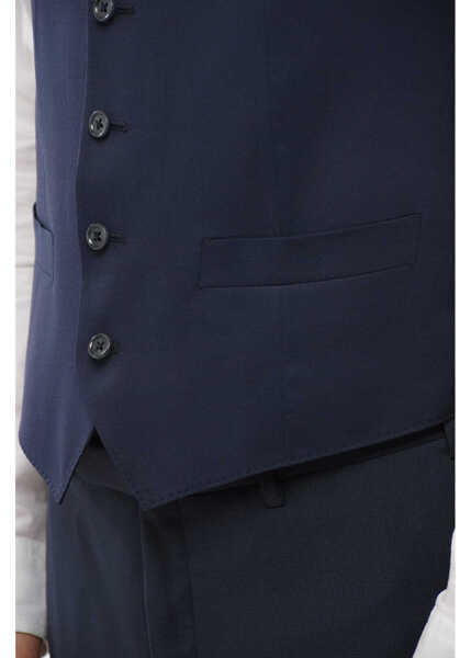 Veste costum CORNELIANI Cc Collection Single-Breasted Refined Virgin Wool Vest Blue Barbati (BM 18013549) 3