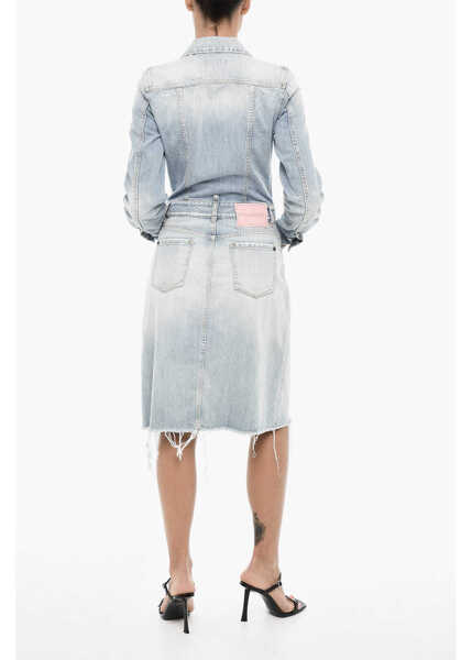 Camasi de blugi DSQUARED2 Vintage Effect Denim Shirt Dress Blue Femei (BM 18013555) 2