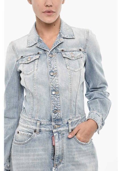 Camasi de blugi DSQUARED2 Vintage Effect Denim Shirt Dress Blue Femei (BM 18013555) 3