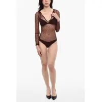 Imbracaminte Dama pagina 393 - Bluze DSQUARED2 All-Over Monogram Sheer Body Burgundy Femei (BM 18013576) - B-mall.ro