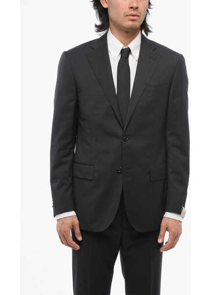 Sacouri CORNELIANI Wool Side Vents Notch Lapel 2-Button Blazer Midnight Blue Barbati (BM 18013591) 2