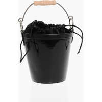 Genti de umar Patent Leather Bucket Bag With Wood Handle Barbati
