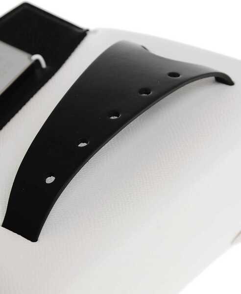 Genti tip postas Maison Margiela Two-Tone Leather Snatched Crossbody Bag Black & White Femei (BM 18013627) 5