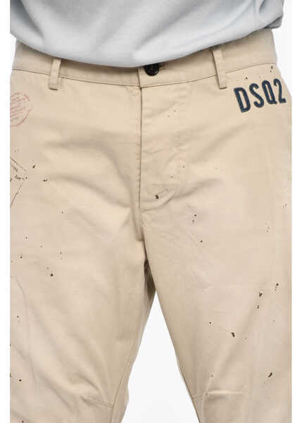 Pantaloni casual DSQUARED2 4 Pockets Cotton Pants With Denim Monogram Beige Barbati (BM 18013633) 3