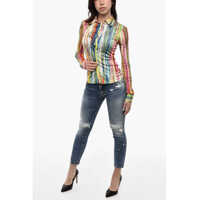 Imbracaminte Dama pagina 393 - Camasi casual DSQUARED2 Slim Fit Printed Shirt Multicolor Femei (BM 18013918) - B-mall.ro