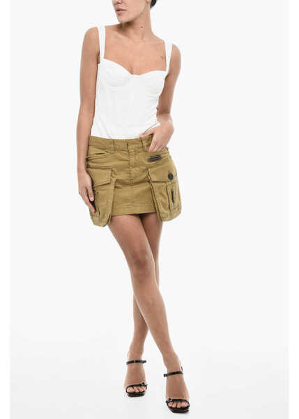 Fuste scurte DSQUARED2 Sexy Cotton Cargo Miniskirt Green Femei (BM 18013921) 4