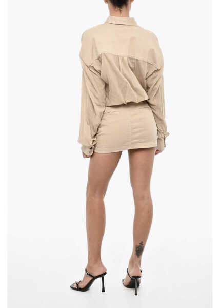 Rochii scurte DSQUARED2 Floral-Motif Solid Color Mini Shirtdress Beige Femei (BM 18013930) 2