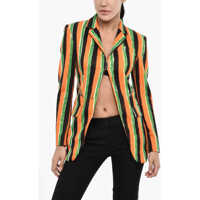 Sacouri Striped Blazer With Flap Pocket And Cut Out Details Femei