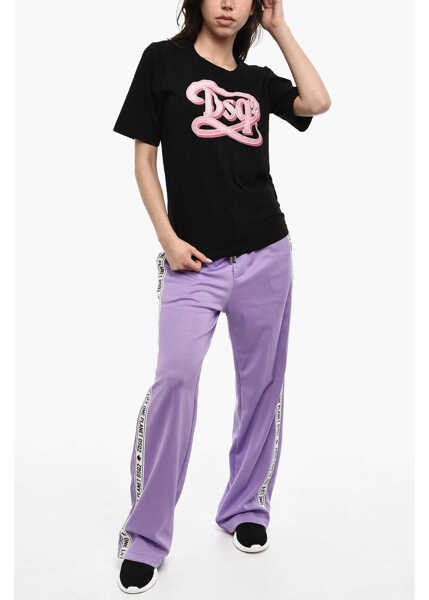 Tricouri DSQUARED2 Frontal Monogram Crew-Neck T-Shirt Black Femei (BM 18013963) 4