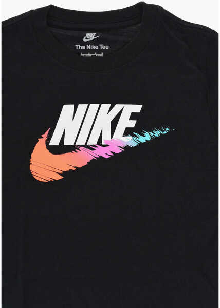 Tricouri Nike Solid Color Crew-Neck T-Shirt With Logo Printed On The Front Black Baieti (BM 18014137) 2