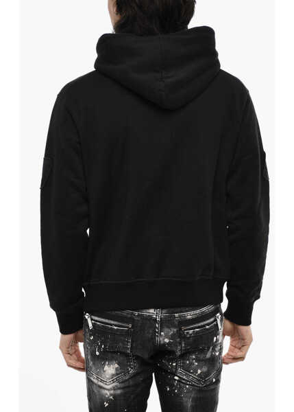 Bluze de trening DSQUARED2 Cotton Hoodie With Embossed Logo Black Barbati (BM 18014218) 2