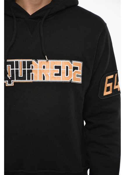 Bluze de trening DSQUARED2 Cotton Hoodie With Embossed Logo Black Barbati (BM 18014218) 3