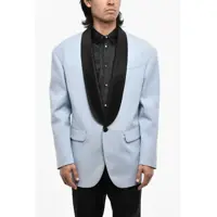 Sacouri elegante Oversized Cotton 1 Button Jacket With Rhinestone Lapel Barbati