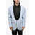 DSQUARED2 Oversized Cotton 1 Button Jacket With Rhinestone Lapel Blue