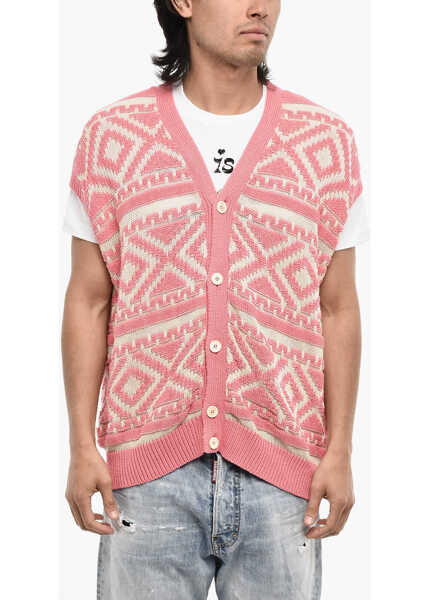 Cardigane DSQUARED2 V-Neck Two-Tone Sleeveless Cardigan White Barbati (BM 18014383) 1