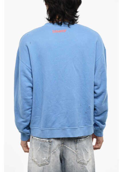 Bluze de trening DSQUARED2 Vintage Effect Crew-Neck Sweatshirt With Patch Pocket Blue Barbati (BM 18014416) 2