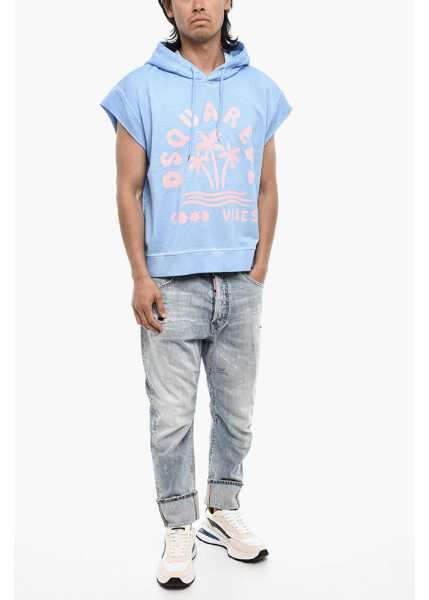 Bluze de trening DSQUARED2 Sleeveless Hoodie With Print Blue Barbati (BM 18014533) 4