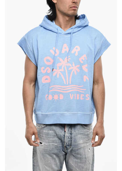 Bluze de trening DSQUARED2 Sleeveless Hoodie With Print Blue Barbati (BM 18014533) 1