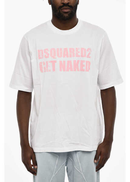 Tricouri DSQUARED2 Frontal Printed Crew-Neck T-Shirt White Barbati (BM 18014587) 1