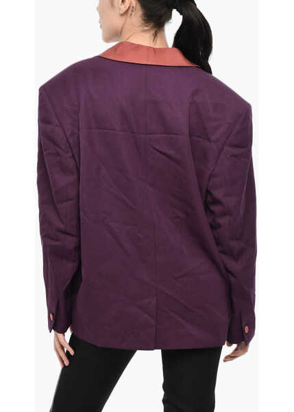 Sacouri DSQUARED2 Two Tone Virgin Wool Blend 1 Button Blazer With Flap Pockets Pink Femei (BM 18014593) 2