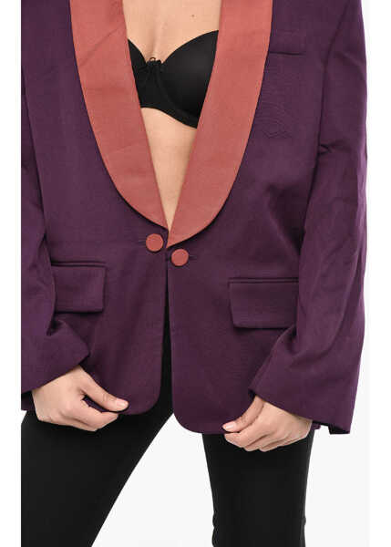 Sacouri DSQUARED2 Two Tone Virgin Wool Blend 1 Button Blazer With Flap Pockets Pink Femei (BM 18014593) 3