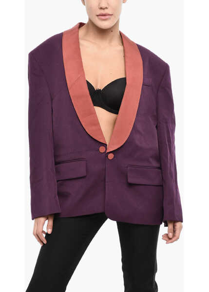 Sacouri DSQUARED2 Two Tone Virgin Wool Blend 1 Button Blazer With Flap Pockets Pink Femei (BM 18014593) 1
