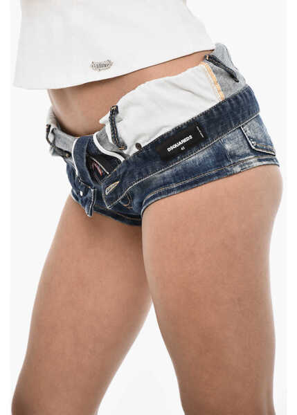 Pantaloni scurti DSQUARED2 Visible Stiching Hot Shorts Blue Femei (BM 18015079) 3