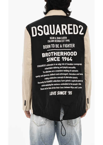 Sacouri DSQUARED2 Wool Blend 3 Buttons Blazer With Zip And Flap Pockets Beige Barbati (BM 18015082) 2