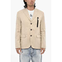 Sacouri Wool Blend 3 Buttons Blazer With Zip And Flap Pockets Barbati