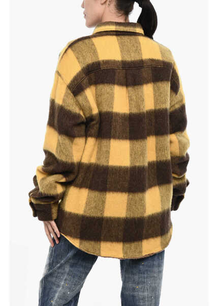Jachete DSQUARED2 Checked Buffalo Wool Blend Overshirt With Breast Pocket Yellow Femei (BM 18015103) 2