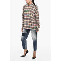 Imbracaminte Dama pagina 393 - Camasi casual DSQUARED2 Checked Cotton Overshirt With Leather Logo Multicolor Femei (BM 18015139) - B-mall.ro