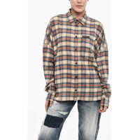 Camasi casual Checked Cotton Overshirt With Leather Logo Femei
