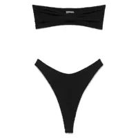 Costume de baie 'Tina' Black Sleeveless Bikini With Rear Ruched Details In Tech Fabric Woman Femei