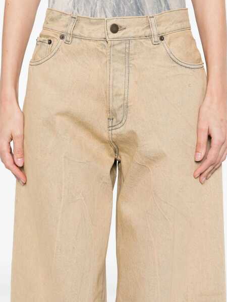 Blugi HAIKURE Beige Five-Pocket Jeans With Patch Logo On The Back In Cotton Woman Beige Femei (BM 18021705) 5