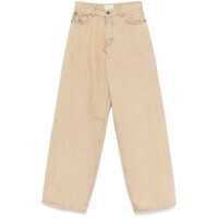 Blugi Beige Five-Pocket Jeans With Patch Logo On The Back In Cotton Woman Femei