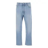 Blugi Light Blue Five Pocket Jeans With Logo Patch On The Back In Denim Man Barbati