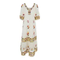 Rochii 'Candice' White Long Dress With Wide Neckline On The Front And All-Over Embroidery In Cotton Woman Femei