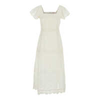 Rochii 'Christelle' White Long Dress With Square Neck And All-Over Lace Embroidery In Cotton Woman Femei