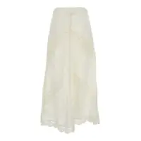 Fuste 'Agnes' White Flared Skirt With Lace Embroidery And Scallop Hem In Cotton Woman Femei