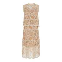 Rochii 'Heloise' Beige Sleeveles Ensemble With All-Over Embroidery In Lace Woman Femei