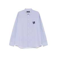 Camasi Blue Shirt With All-Over Striped Motif And Applied D2 Logo On The Chest In Cotton Man Barbati