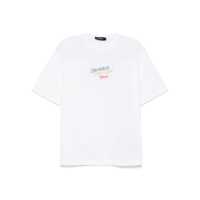 Topuri DSQUARED2 White T‑Shirt With Round Neck And Embroidered Logo On The Front In Cotton Woman
