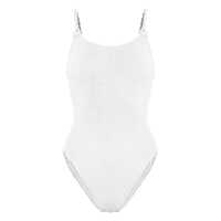 Costume de baie 'Camille' White Swimsuit With Twisted Shoulder Straps And Open Rear In Tech Fabric Woman Femei