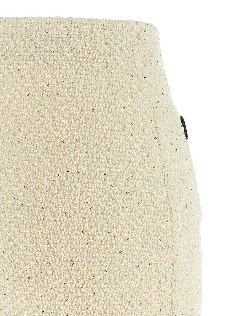 Fuste Self-Portrait Self-Portrait Cream Sequin Knit Mini Skirt Multicolor Femei (BM 18023772) 4