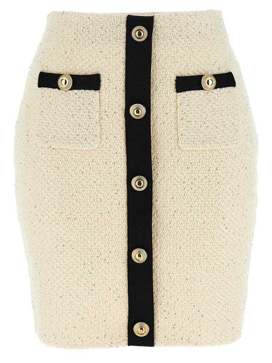 Fuste Self-Portrait Self-Portrait Cream Sequin Knit Mini Skirt Multicolor Femei (BM 18023772) 1