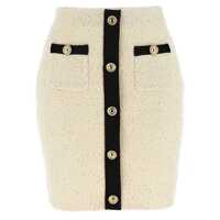 Fuste Self-Portrait 'Cream Sequin Knit Mini' Skirt Femei