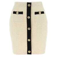 Fuste Self-Portrait 'Cream Sequin Knit Mini' Skirt Femei